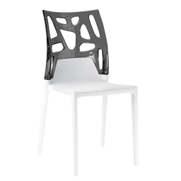 Стул Papatya Ego-Rock, белое сиденье, верх прозрачно-дымчатый (388931)