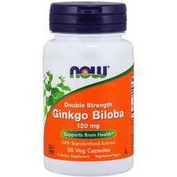 Гінкго білоба Now Foods Ginkgo Biloba подвійна сила 120 мг 50 вегетаріанських капсул