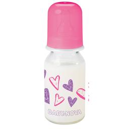 Пляшечка для годування Baby-Nova Декор, скляна, 125 мл, рожевий (3960331)