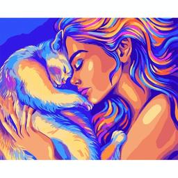 Картина по номерам Santi Девушка с кошкой, 40х50 см (954505)