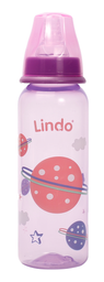 Пляшечка для годування Lindo, з силіконовою соскою, 250 мл, фіолетовий (Li 138 фиол)