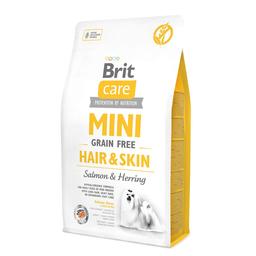Беззерновой сухой корм для собак миниатюрных пород Brit Care GF Mini Hair&Skin, уход за шерстью, с лососем и сельдью, 2 кг