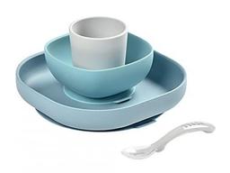 Набір силіконового посуду Beaba Babycook, 4 предмета, сірий з блакитним (913472)