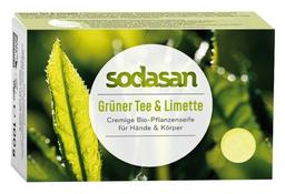Органическое крем-мыло Sodasan Зеленый чай-Лайм, антибактериальное, 100 г