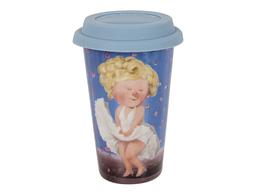 Чашка с силиконовой крышкой Elen Dekor Famous, 400 мл, синий (924-683)