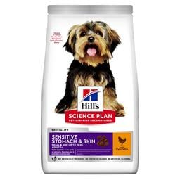 Сухой корм для взрослых собак малых и миниатюрных пород Hill’s Science Plan Adult Sensitive Stomach&Skin Small&MIni, при чувствительном желудке и коже, с курицей, 1,5 кг (604247)