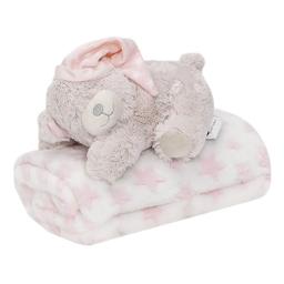 Плед Interbaby Flecce Plush Toy Bear Sleep Pink, 110х80 см, рожевий (8100264)