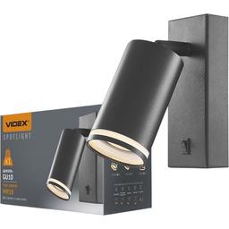 Світильник Videx SPF05E під лампу GU10 з кнопкою настінний чорний (VL-SPF05E-B)