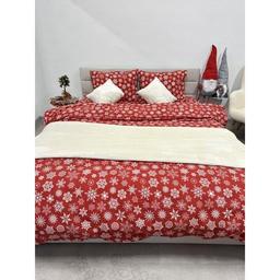 Комплект постельного белья Ecotton полуторный 15505 Снежинка на красном (24261)
