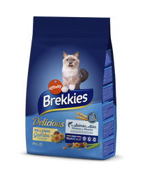 Сухой корм для взрослых кошек Brekkies Cat Delice Fish, с рыбой, 3 кг