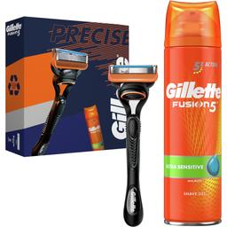 Подарочный набор для мужчин Gillette: Бритва Fusion5 + Гель для бритья 200 мл