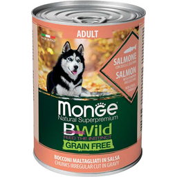 Вологий корм для собак Monge Dog Wet Bwild Adul, лосось, гарбуз та цукіні, 400 г