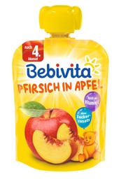 Фруктове пюре Bebivita Pouch Персик-яблуко, 90 г