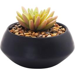 Горщик зі штучною рослиною МВМ My Home, 9 см, чорний (DH-FLOWERS-18 GREEN/BLACK)
