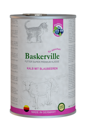 Вологий корм для котенят Baskerville Super Premium Kalb Mit Brlaubeeren Телятина з чорницею, 400 г