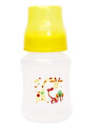 Пляшка для годування Курносики, з широкою шийкою, з силіконовою соскою, 250 мл, жовтий (7006 жовт)