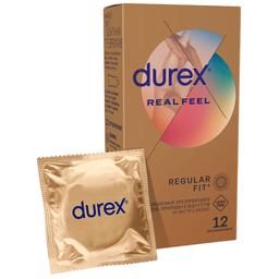 Презервативи із синтетичного латексу з силіконовою змазкою Durex Real Feel, натуральні відчуття, 12 шт. (3004573)