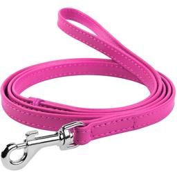 Поводок для собак Waudog Glamour, кожаный, 122х2,5 см, розовый