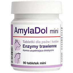 Вітамінно-мінеральна добавка Dolfos AmylaDol mini при захворюваннях підшлункової залози для собак та котів, 90 міні таблеток