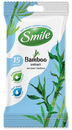 Вологі серветки Smile Natural з екстрактом бамбука, 15 шт.