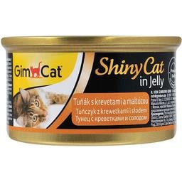 Влажный корм для кошек GimCat ShinyCat in Jelly, с тунцом, креветками и солодом, 70 г