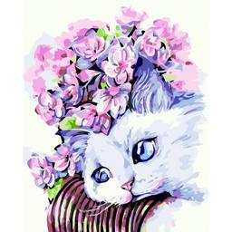 Картина по номерам ZiBi Art Line Кошечка-цветочек 40х50 см (ZB.64236)