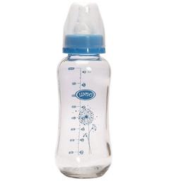 Скляна пляшечка для годування Lindo Next to Nature, вигнута, 250 мл, блакитний (Рk 1010 гол)