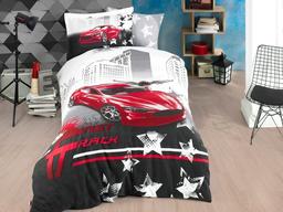 Комплект постельного белья Hobby Poplin Fast Track, поплин, 220х160 см, серый с красным (8698499144422)