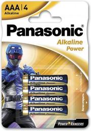 Щелочные батарейки мизинчиковые Panasonic 1,5V АAА LR03 Alkaline Power Rangers, 4 шт. (LR03REB/4BPRPR)