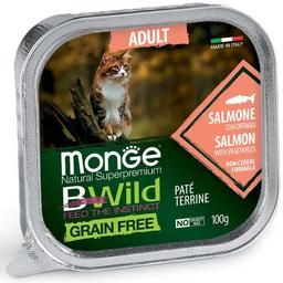 Влажный корм для котов Monge Cat Вwild Gr.Free Wet Adult, лосось с овощами, 100 г