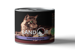 Вологий корм для котів Landor, телятина з оселедцем, 200 г