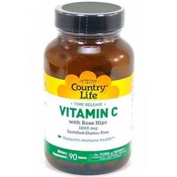 Витамин C и шиповник Country Life 1000 мг 90 таблеток