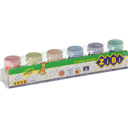 Гуаш ZiBi Kids Line Glitter, з пензликом, 6 кольорів (ZB.6691)