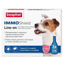 Краплі протипаразитарні Beaphar Immo Shield для собак із силіконовою олією, 1-15 кг, 3 піпетки (13582)