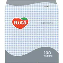 Салфетки Ruta, однослойные, 24х24 см, 100 шт., голубые