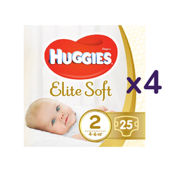 Набор подгузников Huggies Elite Soft 2 (4-6 кг), 100 шт. (4 уп. по 25 шт.)