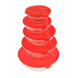 Набір скляних харчових контейнерів Supretto, 5 шт., червоний (5720-0002)
