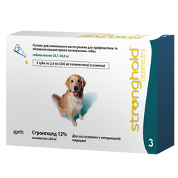 Краплі Стронгхолд 12% для собак, від бліх та кліщів, 20-40 кг, 2 мл х 3 піпетки (10008311)