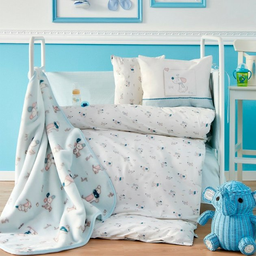 Детский плед в кроватку Karaca Home Woof, 120х100 см, голубой (2000022087148)