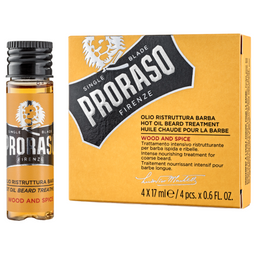 Горячее масло для бороды Proraso hot oil beard Wood&Spice, 4 шт.x17 мл