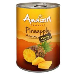 Шматочки ананаса Amaizin у власному соку, органічні, 400 г