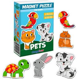 Набор магнитных пазлов Magdum Magnets puzzle for baby Домашние животные (ML4031-34 EN)