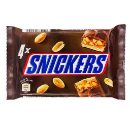 Цукерки Snickers Арахіс-нуга-карамель у молочному шоколаді, 200 г (4 упаковки по 50 г) (659846)