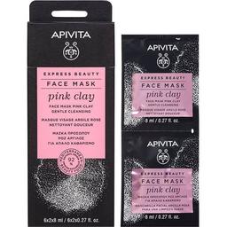 Маска для обличчя Apivita Express Beauty М'яке очищення, з рожевою глиною, 2 шт. по 8 мл