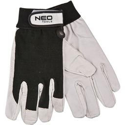 Перчатки рабочие Neo Tools свиная кожа фиксация запястья размер 8 черно-белые (97-604)