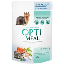 Влажный корм Optimeal для взрослых собак всех пород, с лососем и голубикой в крем-соусе, 100 г
