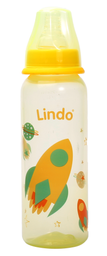 Пляшечка для годування Lindo, з силіконовою соскою, 250 мл, жовтый (Li 138 жел)