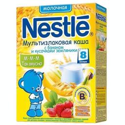 Молочна каша Nestle Мультизлакова з бананом і шматочками суниці 250 г
