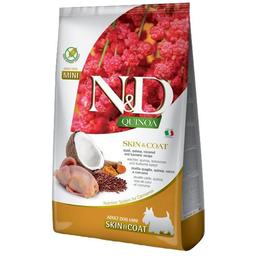 Сухой беззерновой корм для собак малых пород Farmina N&D Grain Free Quinoa Dog Skin&Coat Adult Mini, при пищевой аллергии, перепелка, киноа, кокос, куркума, 2,5 кг