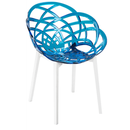 Кресло Papatya Flora, прозрачно-синее сиденье, низ белый (285964)